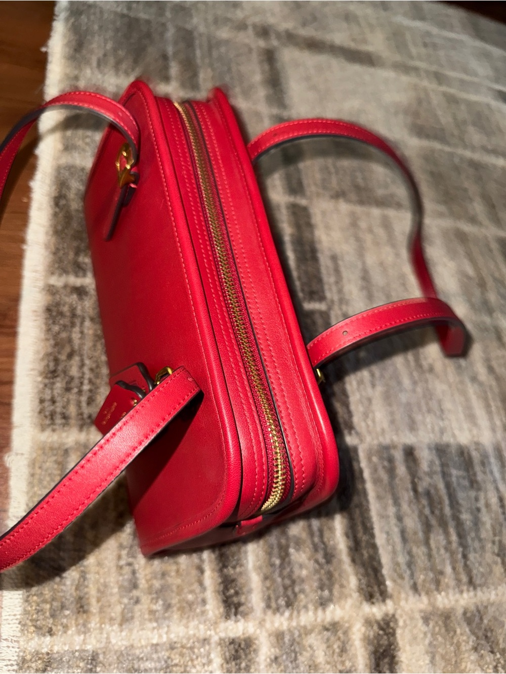 Coach Red Leather Swing Double-Strap Shoulder Bag Full Size - Picture 4 of 9